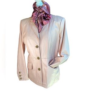 Vintage Pastel Pink Leather Blazer Jacket. H3
